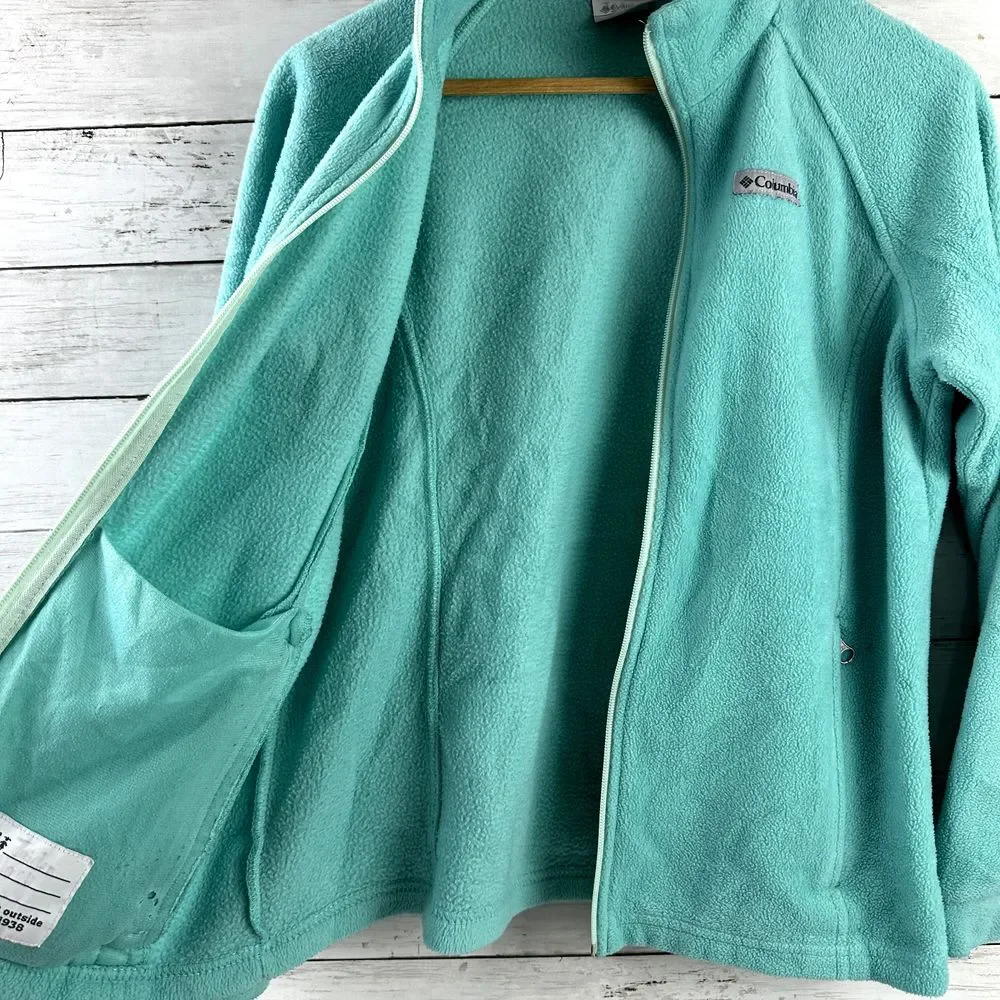 Columbia Full Zip Fleece Girls Size XL (18-20)‎ Teal green Jacket Zip Pockets